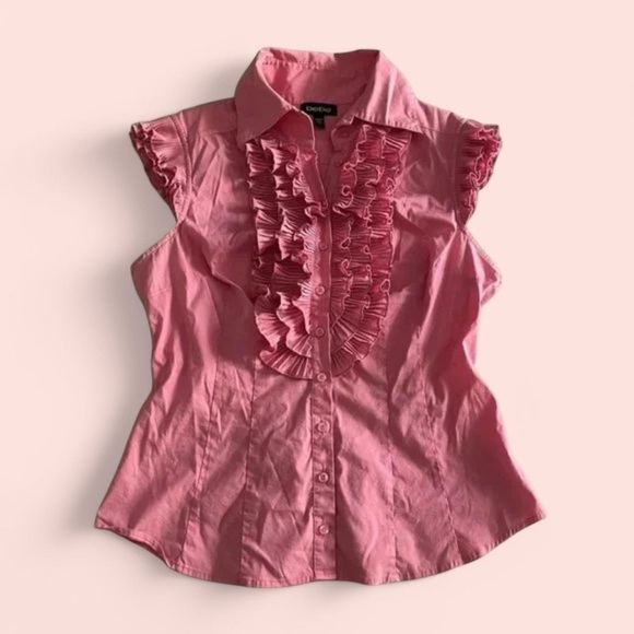 BEBE Y2K Barbiecore✨👱🏽♀️💅🏻 Lolita Ruffle Blouse - Picture 1 of 4